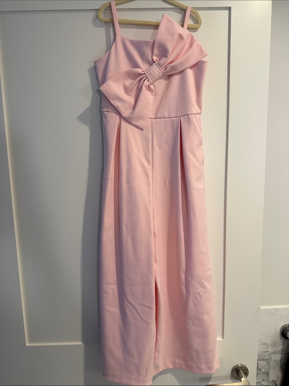Janie and Jack Light Pink Sleeveless Jumpsuit with Bow